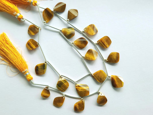 Natural Tiger Eye Faceted Briolette Twisted Pear Shape Gemstone Beads