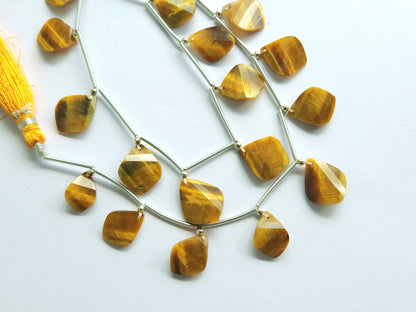 Natural Tiger Eye Faceted Briolette Twisted Pear Shape Gemstone Beads