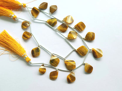 Natural Tiger Eye Faceted Briolette Twisted Pear Shape Gemstone Beads