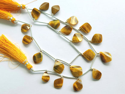 Natural Tiger Eye Faceted Briolette Twisted Pear Shape Gemstone Beads