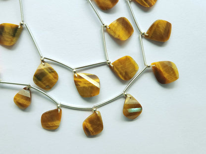 Natural Tiger Eye Faceted Briolette Twisted Pear Shape Gemstone Beads