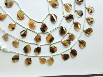 Natural Montana Agate Faceted Briolette Twisted Pear Shape Gemstone Beads