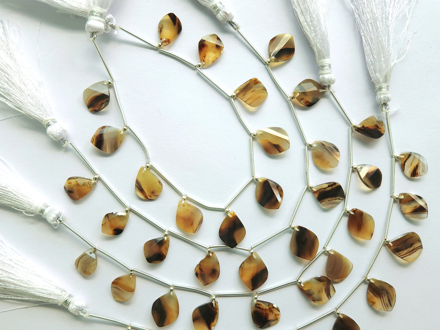 Natural Montana Agate Faceted Briolette Twisted Pear Shape Gemstone Beads