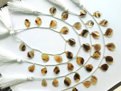 Natural Montana Agate Faceted Briolette Twisted Pear Shape Gemstone Beads