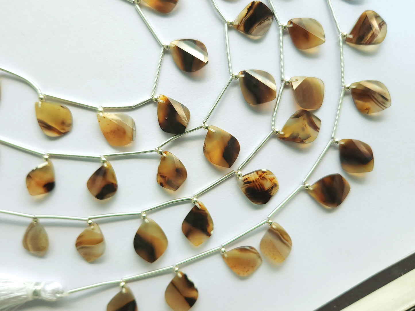 Natural Montana Agate Faceted Briolette Twisted Pear Shape Gemstone Beads