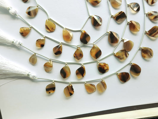 Natural Montana Agate Faceted Briolette Twisted Pear Shape Gemstone Beads