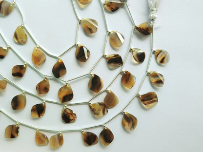 Natural Montana Agate Faceted Briolette Twisted Pear Shape Gemstone Beads