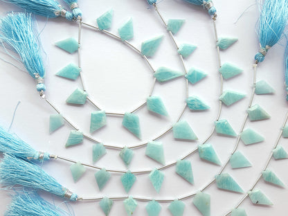 Natural Amazonite Gemstone Fancy Kite Shape Faceted beads