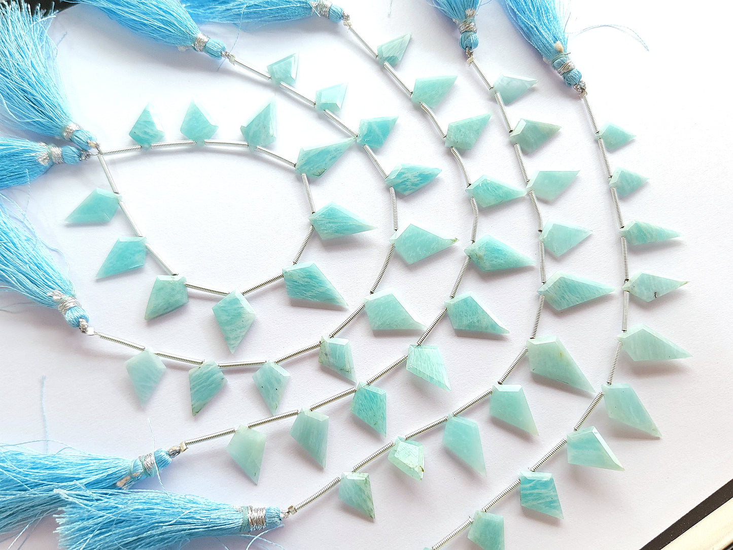 Natural Amazonite Gemstone Fancy Kite Shape Faceted beads