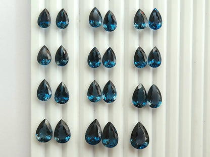 Natural London Blue Topaz Gemstone Pear Shape Loose Pairs