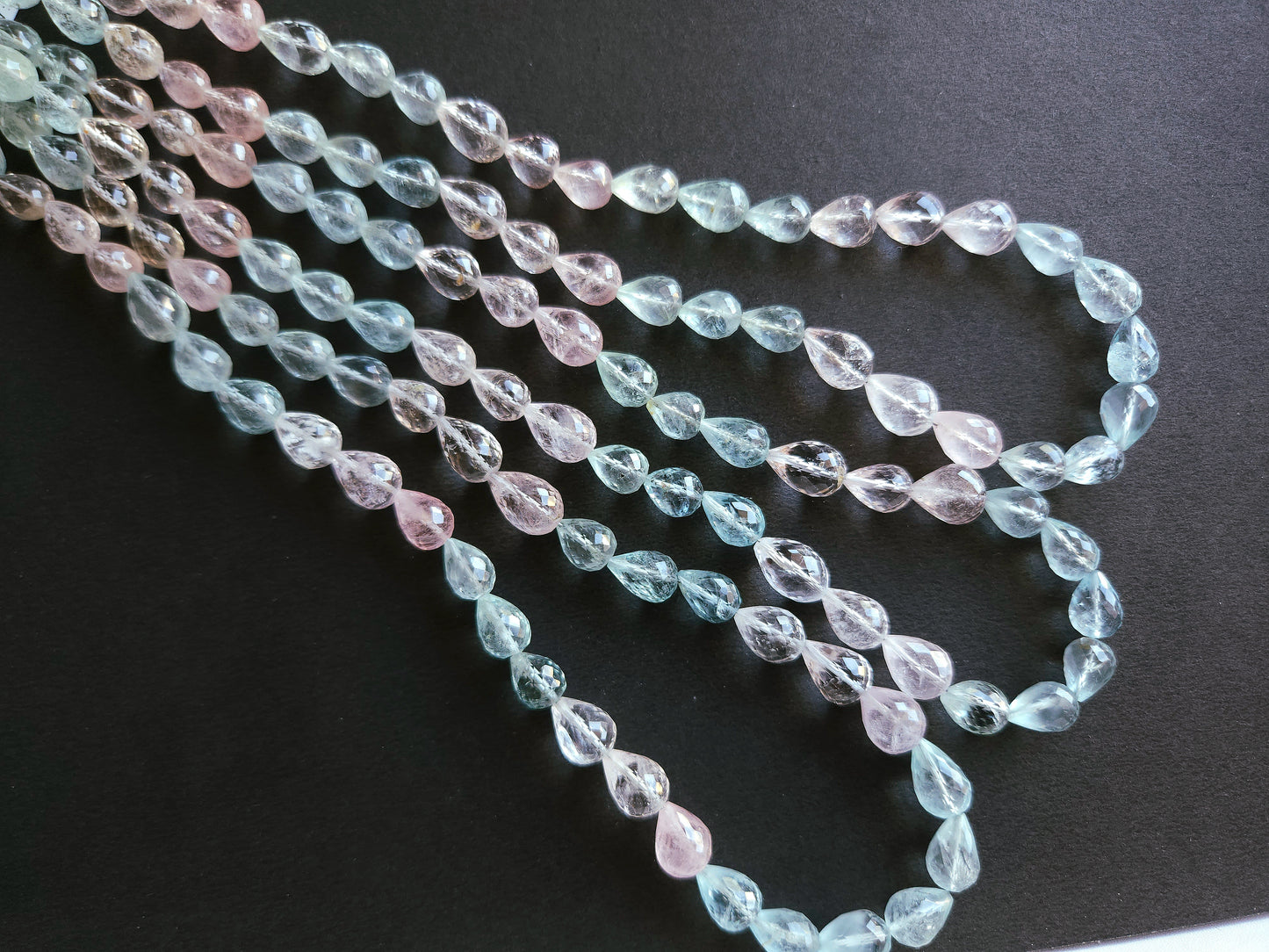 Natural Multi Aquamarine Faceted Briolette Straight Drill Drops | 8x10MM