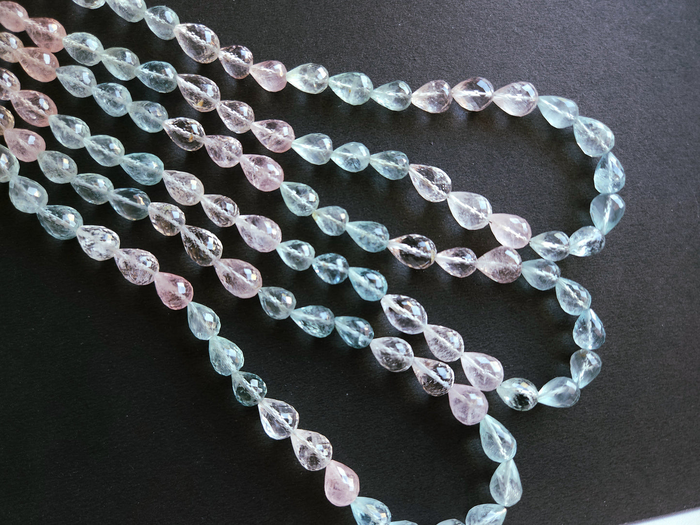 Natural Multi Aquamarine Faceted Briolette Straight Drill Drops | 8x10MM