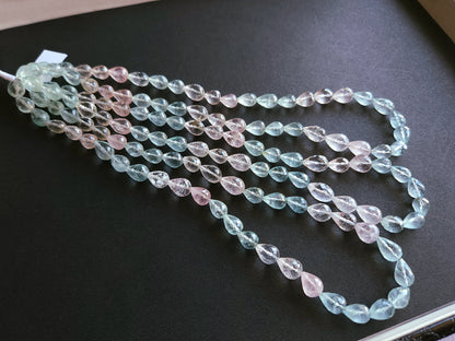 Natural Multi Aquamarine Faceted Briolette Straight Drill Drops | 8x10MM