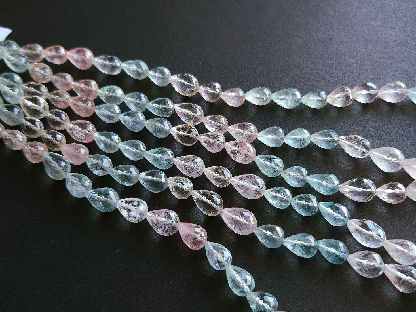 Natural Multi Aquamarine Faceted Briolette Straight Drill Drops | 8x10MM