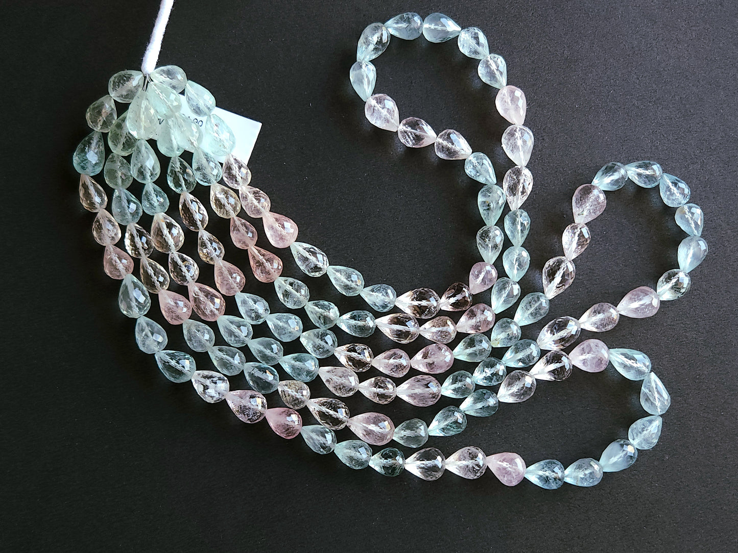 Natural Multi Aquamarine Faceted Briolette Straight Drill Drops | 8x10MM