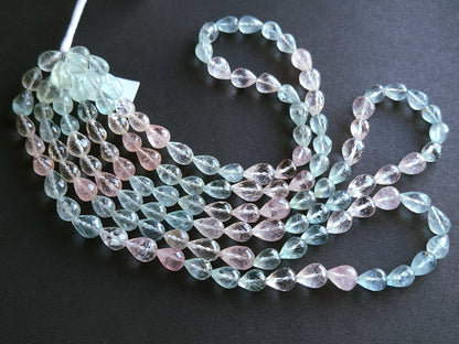 Natural Multi Aquamarine Faceted Briolette Straight Drill Drops | 8x10MM