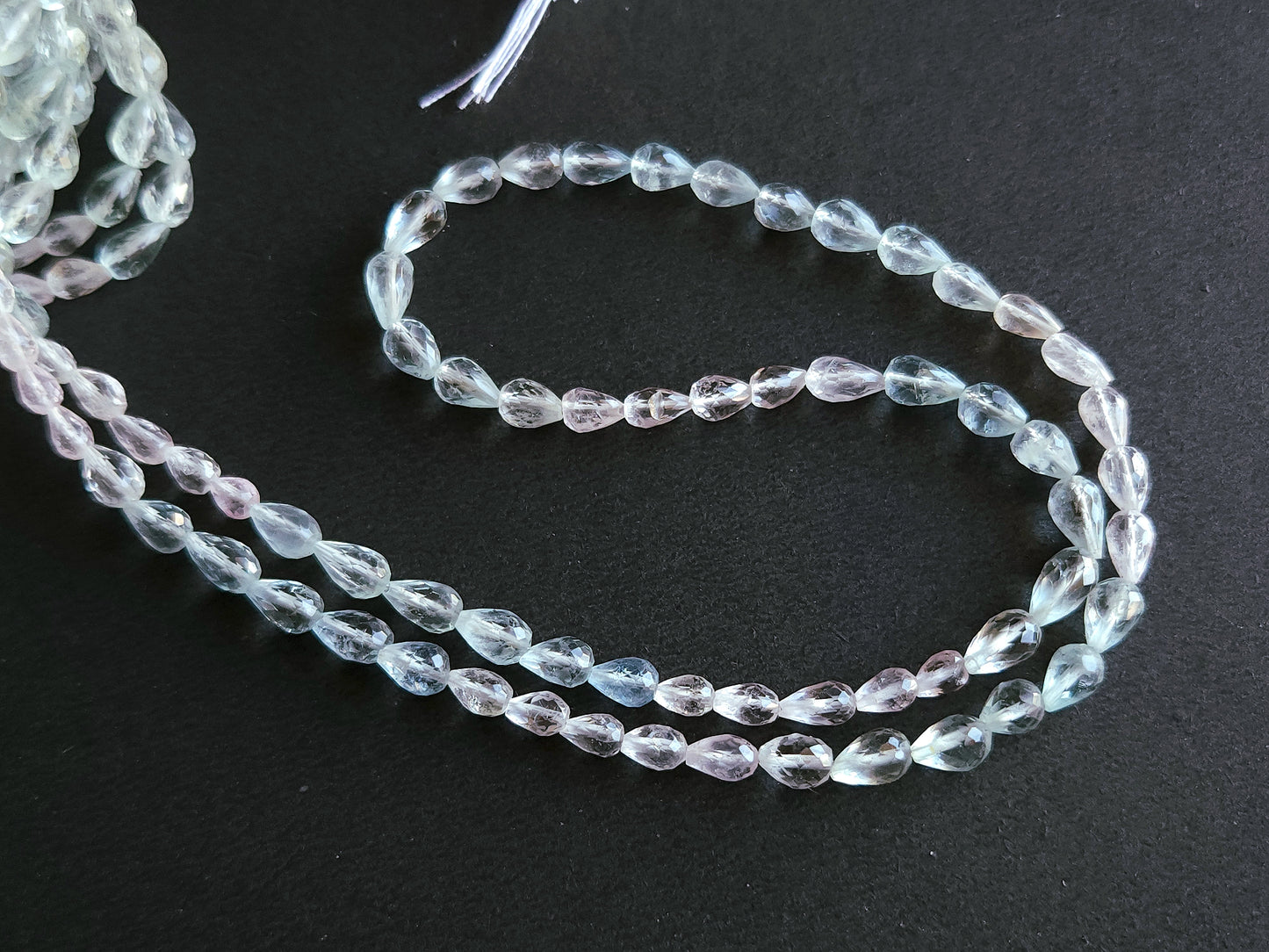 Natural Multi Aquamarine Faceted Briolette Straight Drill Drops | 5X7MM