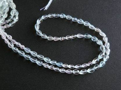 Natural Multi Aquamarine Faceted Briolette Straight Drill Drops | 5X7MM