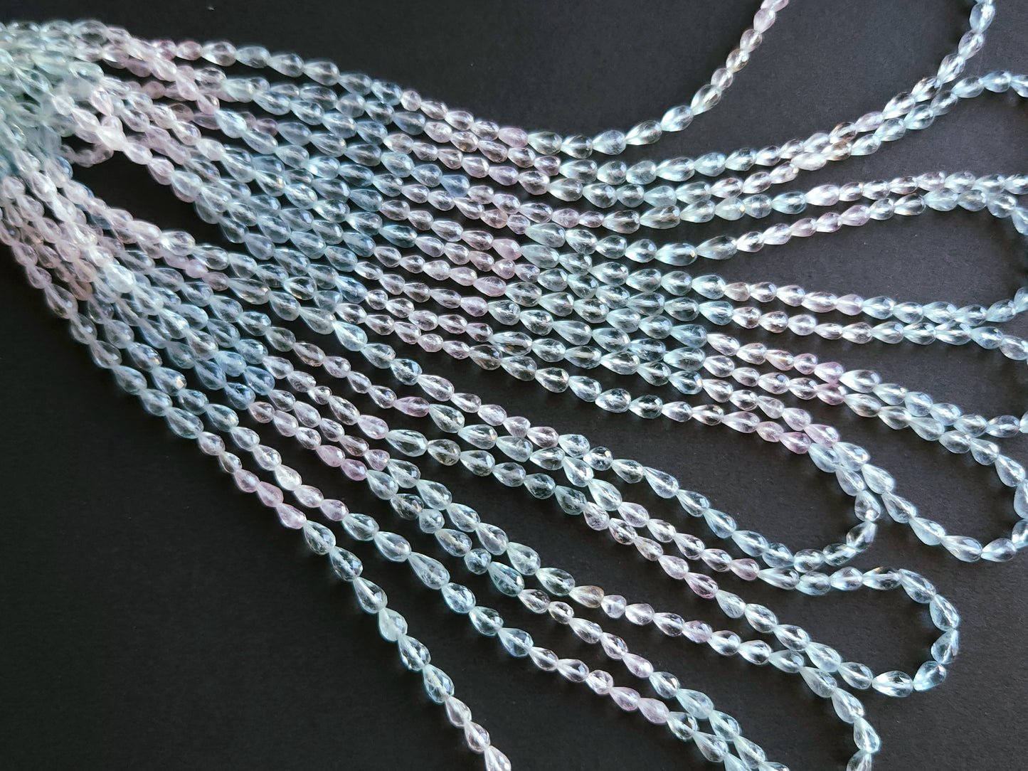 Natural Multi Aquamarine Faceted Briolette Straight Drill Drops | 5X7MM