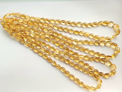 Natural Citrine Gemstone Smooth Oval Shape Beads