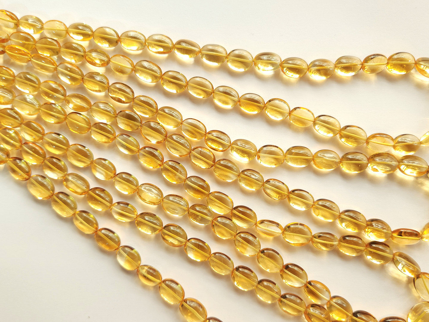 Natural Citrine Gemstone Smooth Oval Shape Beads