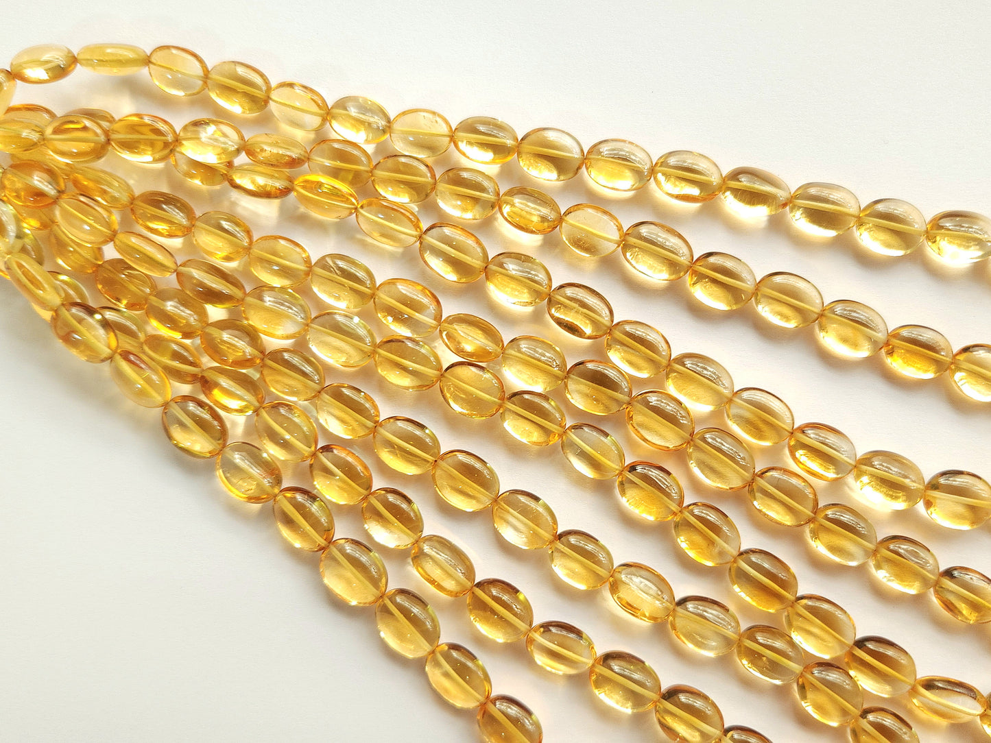 Natural Citrine Gemstone Smooth Oval Shape Beads