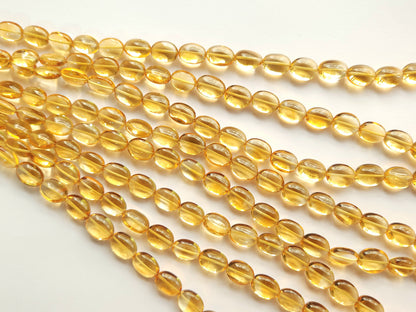 Natural Citrine Gemstone Smooth Oval Shape Beads