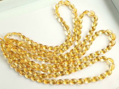 Natural Citrine Gemstone Smooth Oval Shape Beads