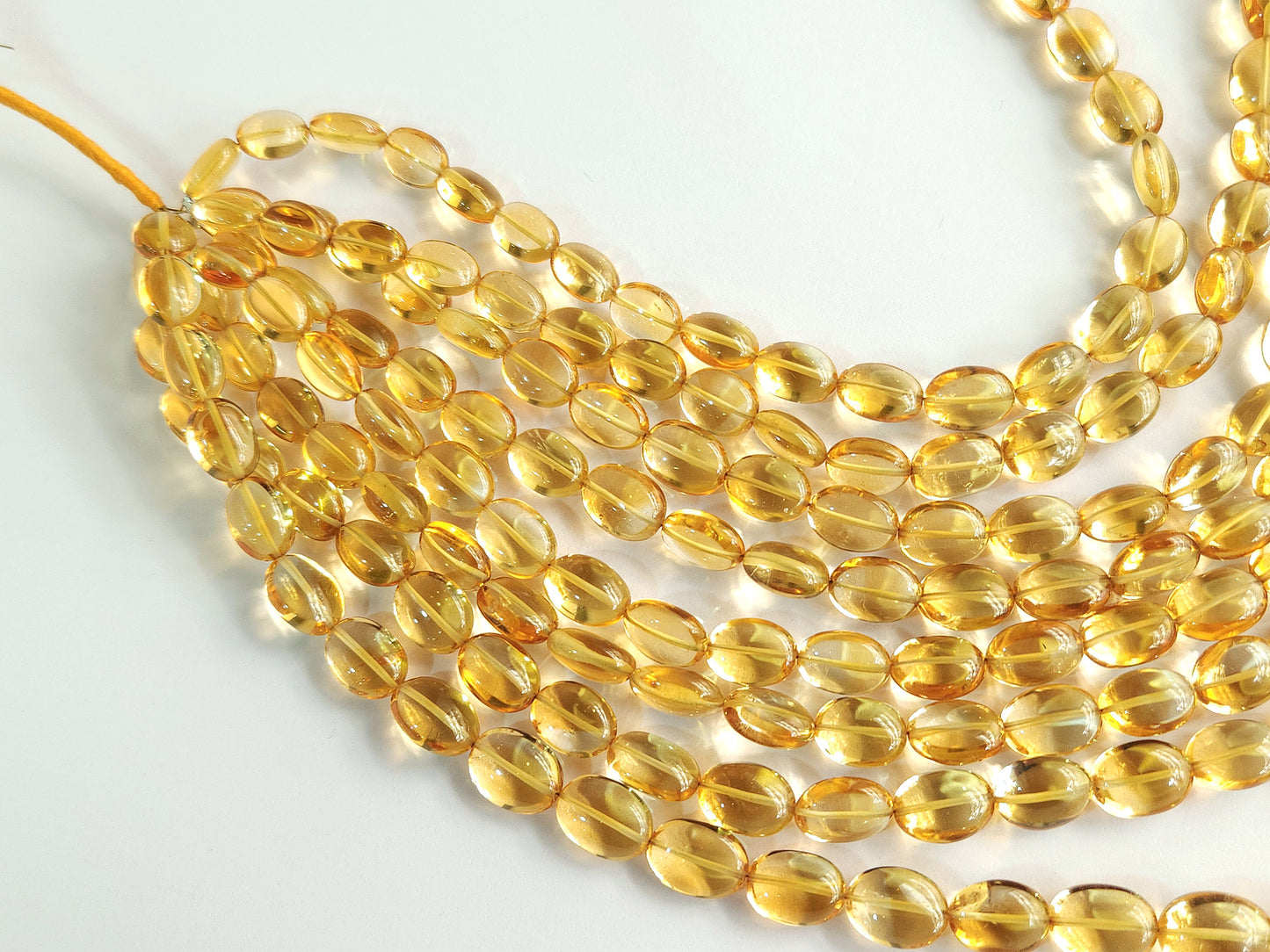Natural Citrine Gemstone Smooth Oval Shape Beads