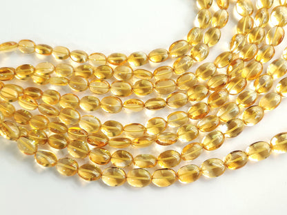 Natural Citrine Gemstone Smooth Oval Shape Beads