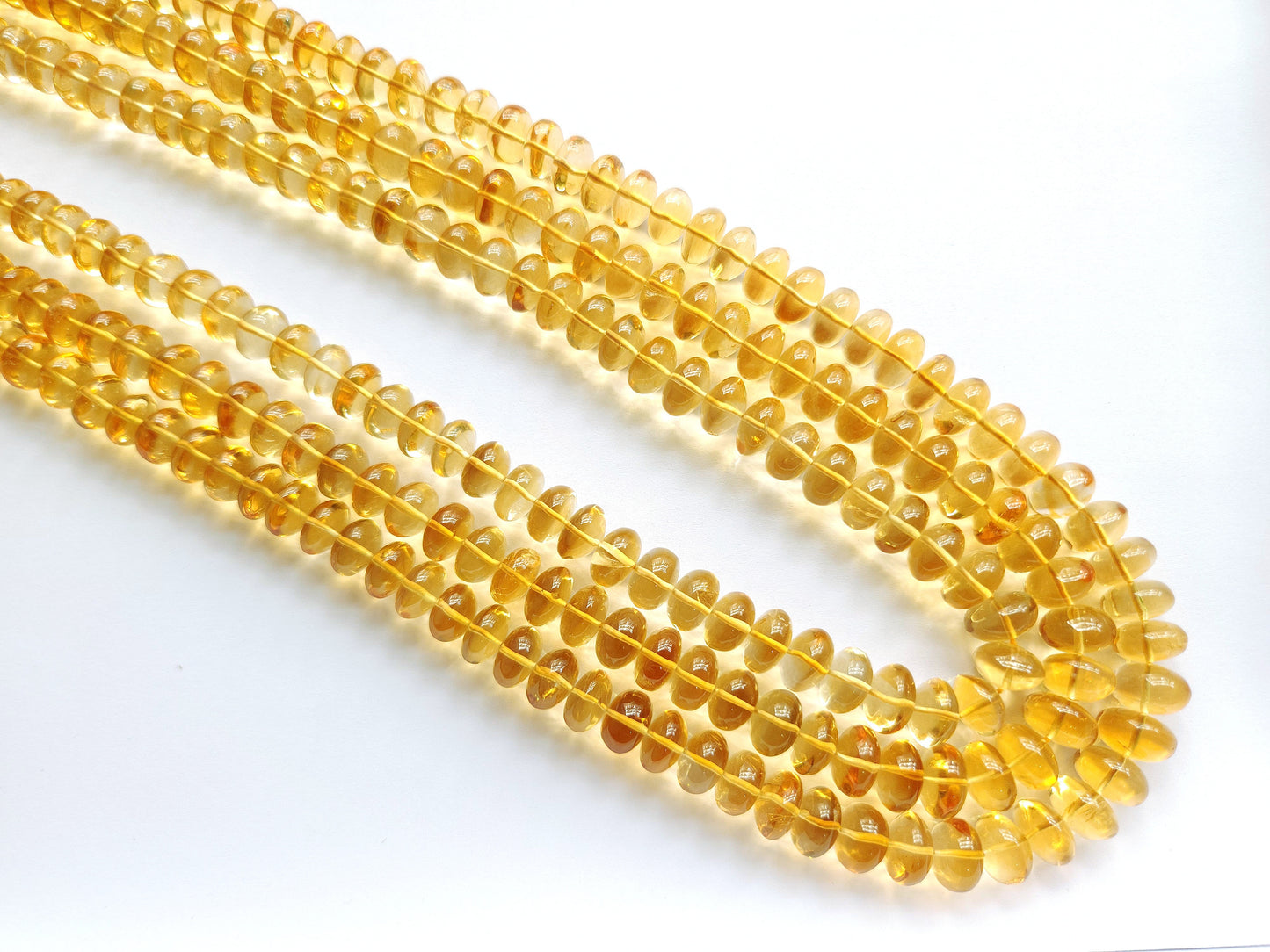 Natural Citrine Smooth Rondelle Beads For Jewelry Making | 17 Inches