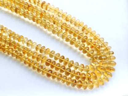 Natural Citrine Smooth Rondelle Beads For Jewelry Making | 17 Inches