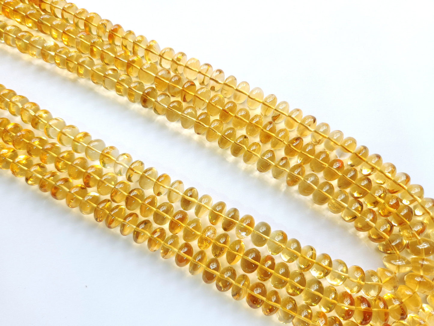 Natural Citrine Smooth Rondelle Beads For Jewelry Making | 17 Inches