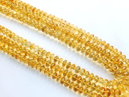Natural Citrine Smooth Rondelle Beads For Jewelry Making | 17 Inches