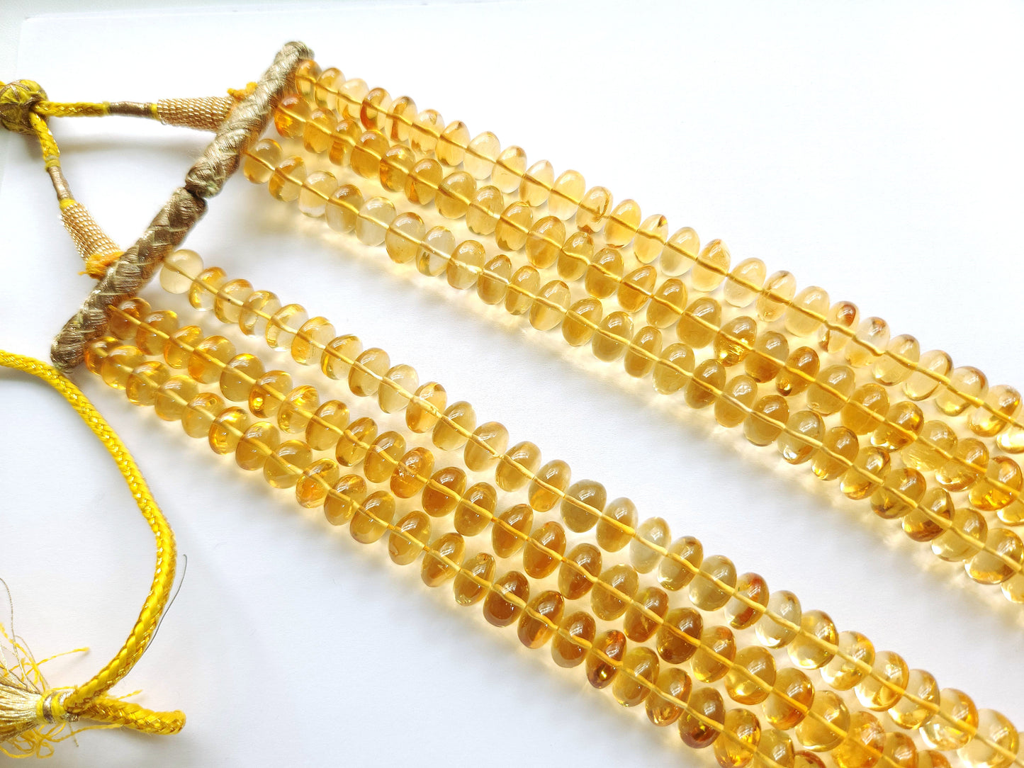 Natural Citrine Smooth Rondelle Beads For Jewelry Making | 17 Inches