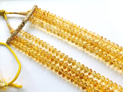 Natural Citrine Smooth Rondelle Beads For Jewelry Making | 17 Inches