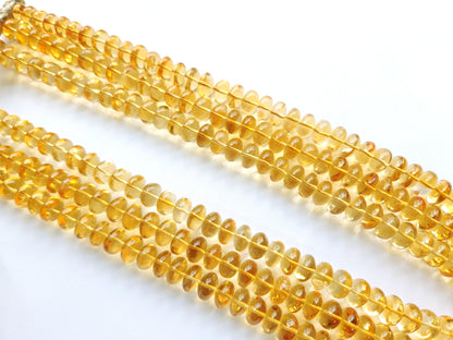 Natural Citrine Smooth Rondelle Beads For Jewelry Making | 17 Inches