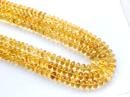 Natural Citrine Smooth Rondelle Beads For Jewelry Making | 17 Inches