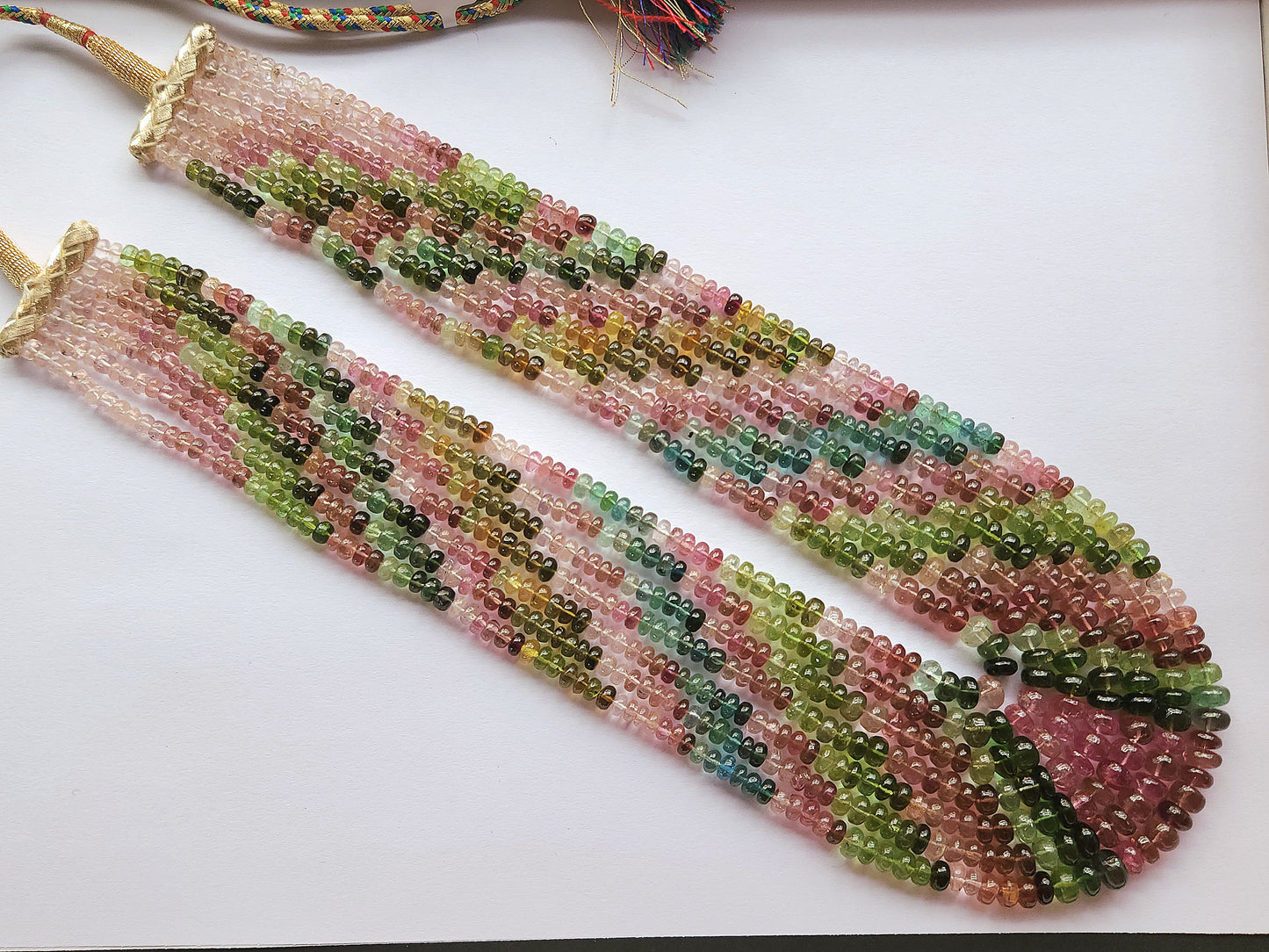 Natural Multi Tourmaline Smooth Rondelle Beads | Rainbow Tourmaline Beads
