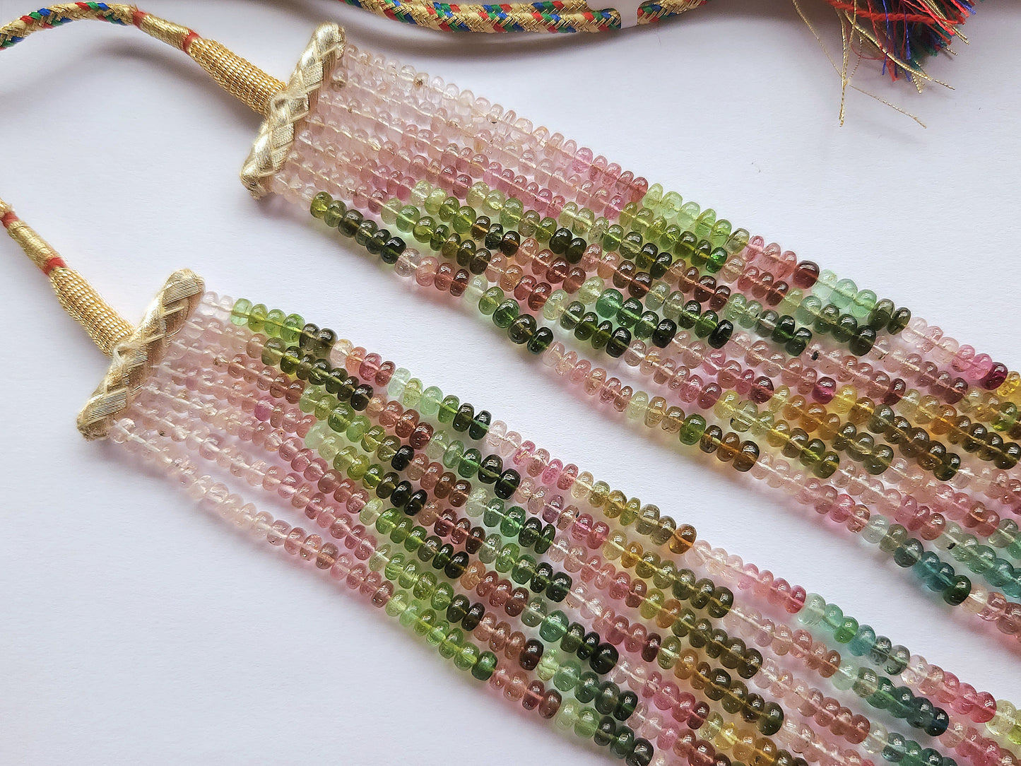Natural Multi Tourmaline Smooth Rondelle Beads | Rainbow Tourmaline Beads