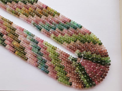 Natural Multi Tourmaline Smooth Rondelle Beads | Rainbow Tourmaline Beads
