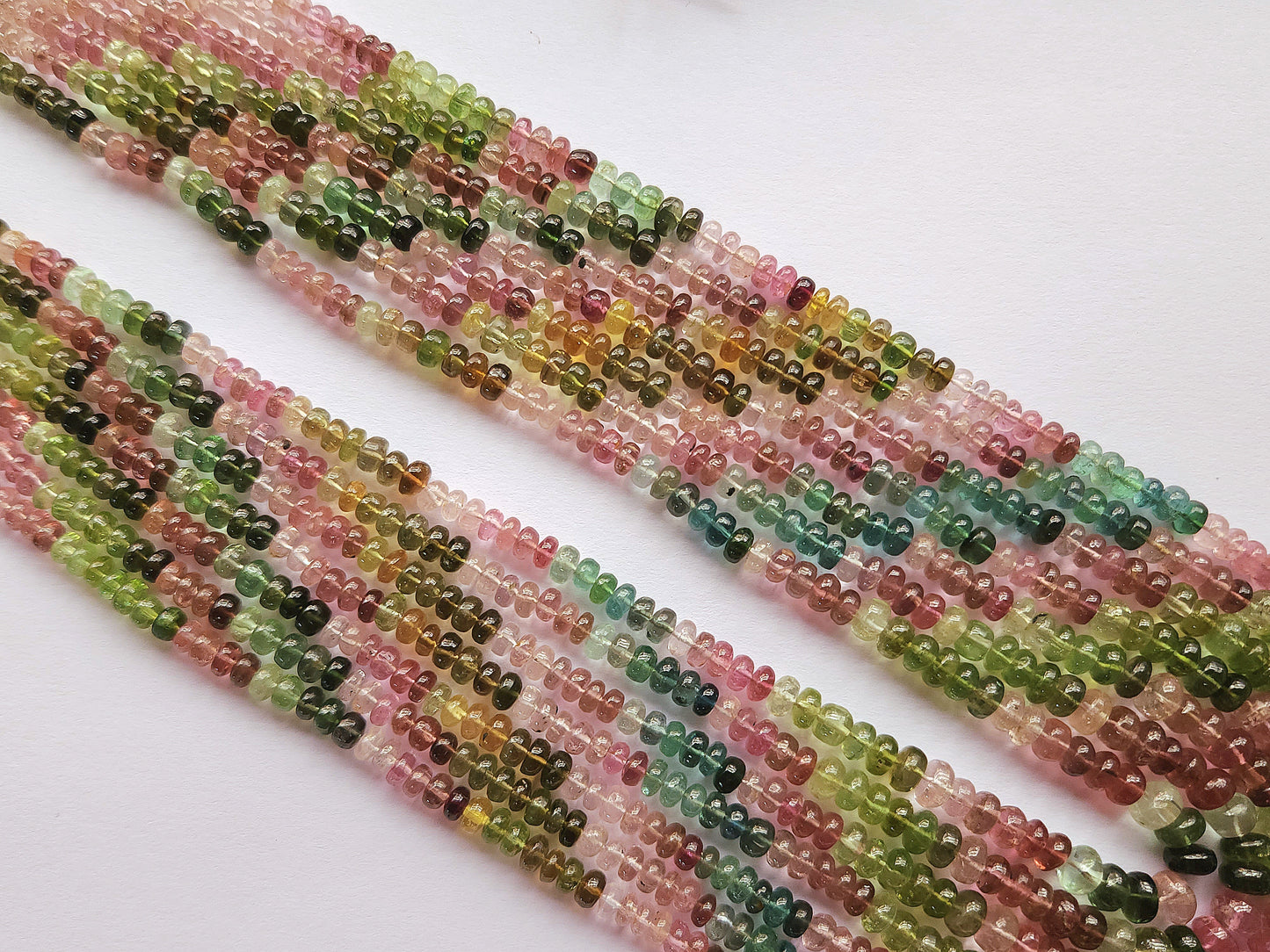Natural Multi Tourmaline Smooth Rondelle Beads | Rainbow Tourmaline Beads