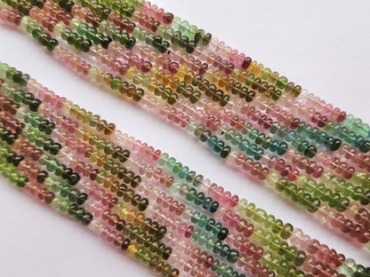 Natural Multi Tourmaline Smooth Rondelle Beads | Rainbow Tourmaline Beads