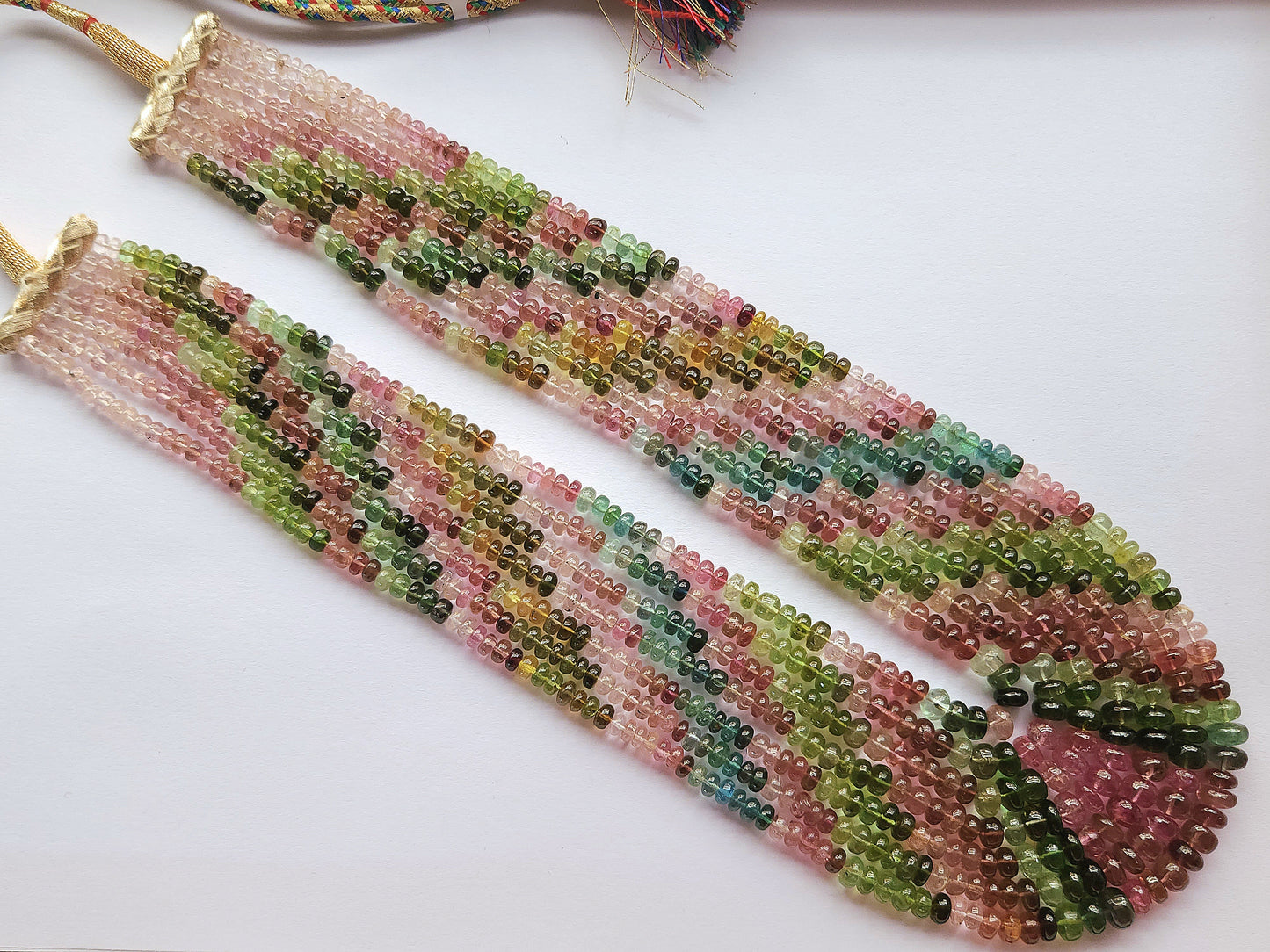Natural Multi Tourmaline Smooth Rondelle Beads | Rainbow Tourmaline Beads