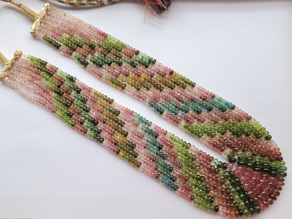 Natural Multi Tourmaline Smooth Rondelle Beads | Rainbow Tourmaline Beads