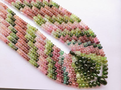 Natural Multi Tourmaline Smooth Rondelle Beads | Rainbow Tourmaline Beads
