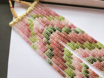 Natural Multi Tourmaline Smooth Rondelle Beads | Rainbow Tourmaline Beads
