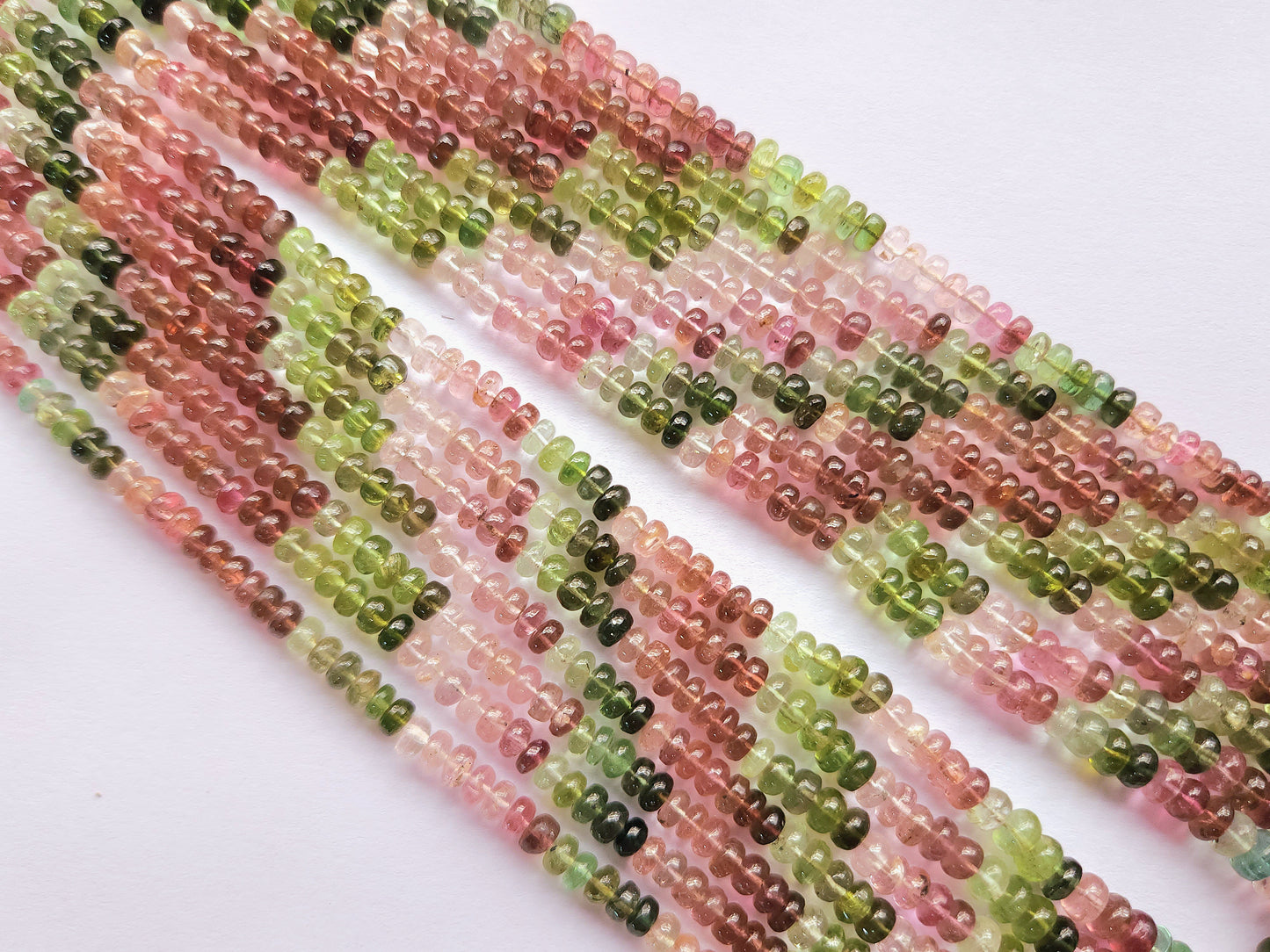 Natural Multi Tourmaline Smooth Rondelle Beads | Rainbow Tourmaline Beads