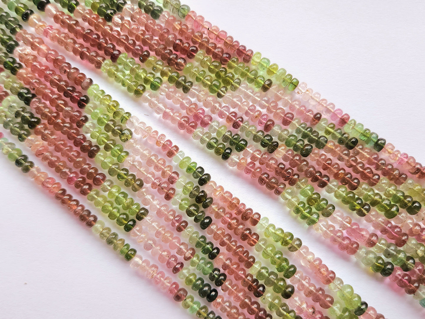 Natural Multi Tourmaline Smooth Rondelle Beads | Rainbow Tourmaline Beads