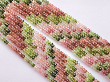Natural Multi Tourmaline Smooth Rondelle Beads | Rainbow Tourmaline Beads
